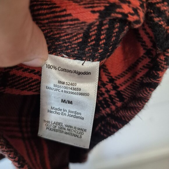 Brahma Mens Rust & Black Plaid Button-Up Flannel Shirt M 100% Cotton Casual Long - Picture 5 of 6